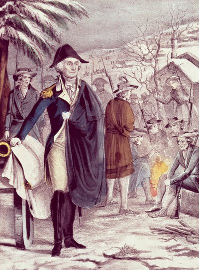 George Washington à Valley Forge, en décembre 1777, gravé par Nathaniel Currier - American School